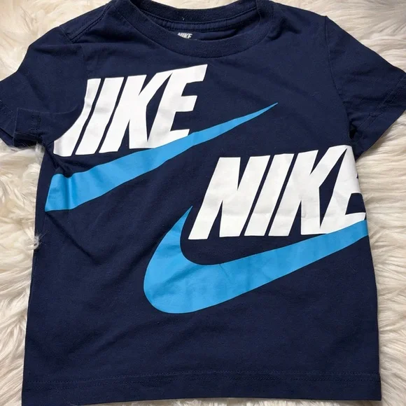 Nike Kids Dark Blue Tee with Light Blue Accents - Picture 1 of 2